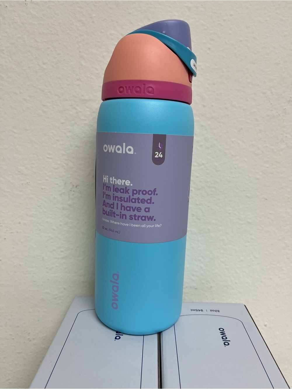 Owala Insulated Leak-Proof Water Bottle with Built-In Straw - Blue/Pink/Purple